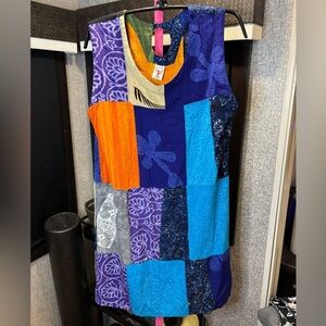 Colorful Patchwork hippie Sleeveless Dress size M/L